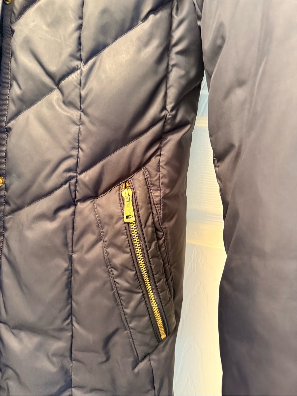 Cole Haan Dark Navy Quilted Long Puffer Coat with High Collar - Picture 6 of 11
